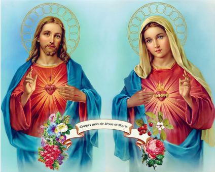 Image des Deux Saints Coeurs de Jésus et Marie